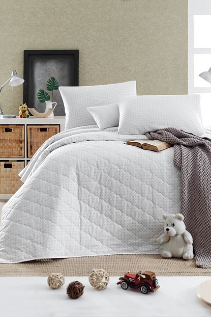 Enlora Home Enlora 100 Dogal Pamuk Kapitoneli Yatak Ortusu Seti Tek Kisilik Patik Acikgri Trendyol