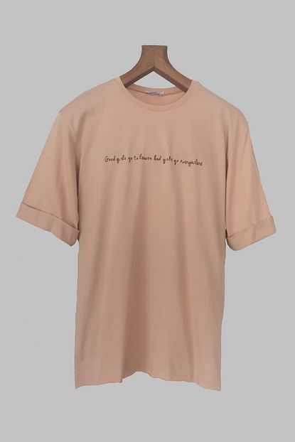 No Name Yanlari Yirtmacli Salas T Shirt Pudra Trendyol