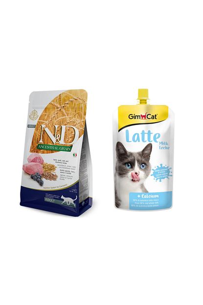 N D Nd Tahilli Kuzu Etli Yaban Mersinli Kedi Mamasi 1 5 Kg Milk Latte Calcium Sivi Kedi Sutu 200 Ml Trendyol