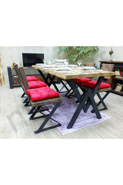 Nt Concept Ntconcept Masif Agac Masa 4 Adet Loft Sandalye Trendyol