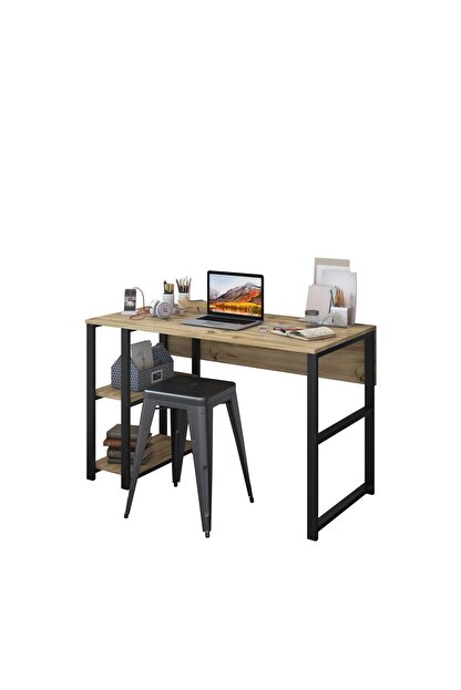 Rani Mobilya Rani C6 Calisma Ofis Bilgisayar Masasi Metal Ayakli Modern Tasarim Acik Ceviz M2 Trendyol