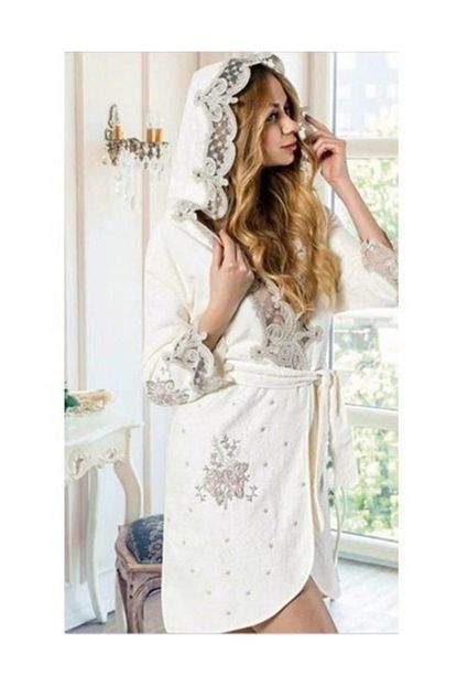 Dolce Mariee 3 Parca Fransiz Dantelli Bambu Balayi Bornoz Takimi Trendyol