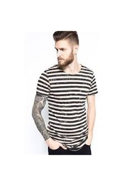 Soydance Enine Kalin Cizgili T Shirt Camel Siyah Trendyol