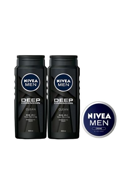 Nivea Men Deep Dimension Erkek Dus Jeli 500 Ml X 2 Adet Men Krem 30 Ml Trendyol