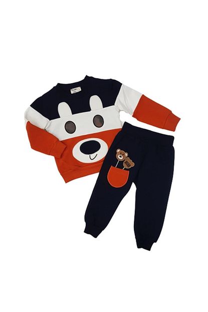 Civelek Kids 0040 Erkek Bebek 3 Renkli Ayicikli Esofman Takimi Trendyol
