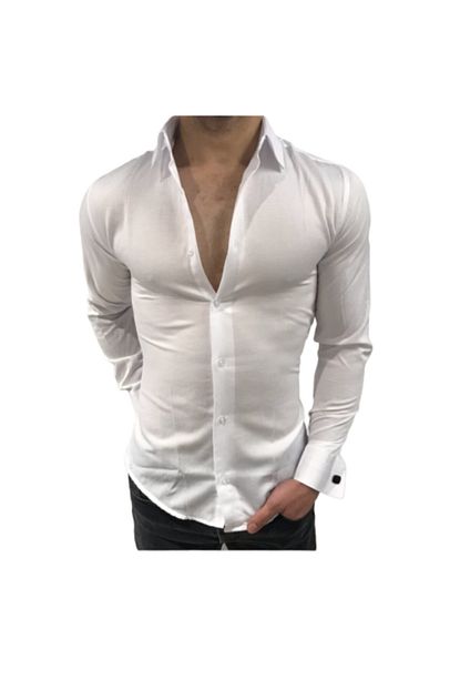 Bybulent Erkek Gomlek Spor Kesim Slim Fit Dar Kesim Sik Gomlek Beyaz Vr013 Trendyol