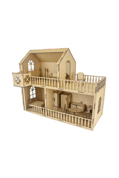 Minixoyuncak 2 Katli Asansorlu Ahsap Oyun Evi 50cm 14 Parca Mobilya Trendyol