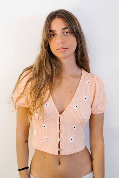bershka kadin turuncu papatya islemeli