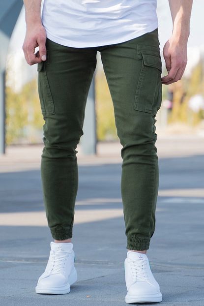 Modayi Tikla Erkek Haki Yan Cepli Kargo Kot Pantolon Trendyol