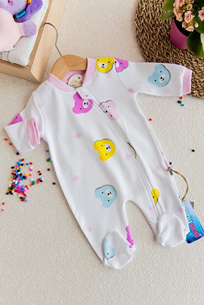 Babymod Panda Fermuarli Ayakli Kiz Bebek Tulum Trendyol