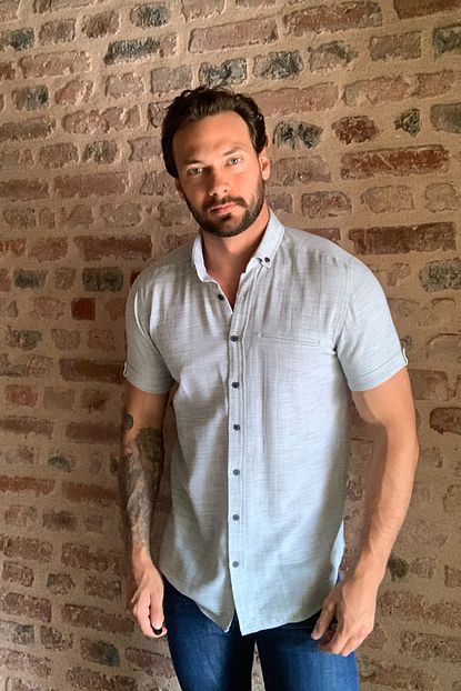 Trendyol Man Haki Erkek Kisa Kollu Fileto Cepli Gomlek Yaka Slim Fit Gomlek Tmnss20go0253 Trendyol