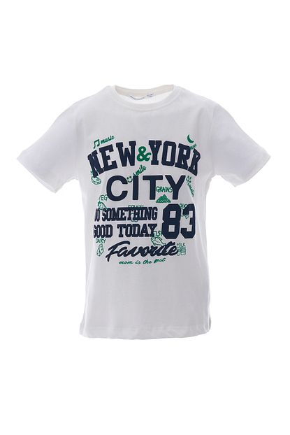 Acarkids Erkek Cocuk Tisort Nyc Baskili 1 4 Yas Beyaz T Shirt Trendyol