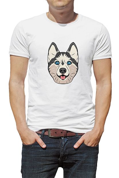 Collage Erkek Dog Head Kopek Baskili Beyaz Orme T Shirt Trendyol