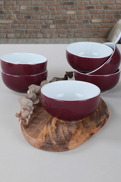 Keramika Cift Renk Murdum Beyaz Bulut Corba Kasesi 12 Cm 6 Adet Trendyol