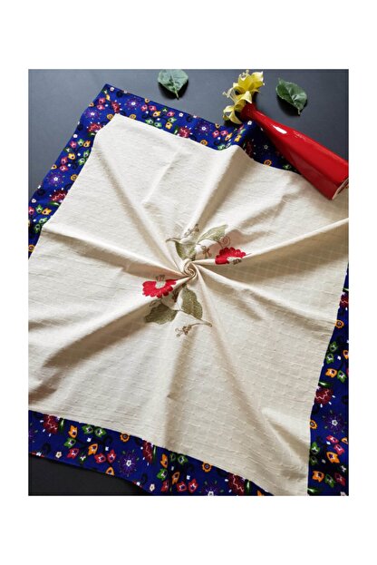 Wellstil Mavi Pazen Kumas Kenarli Suzani Nakis Detayli Otantik Buldan Masa Ortusu Trendyol