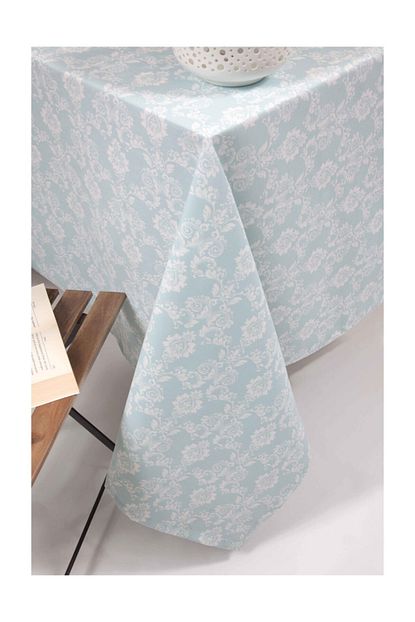 Wellstil Cicek Desenli Masa Ortusu 135x135 Cm Turkuaz Trendyol