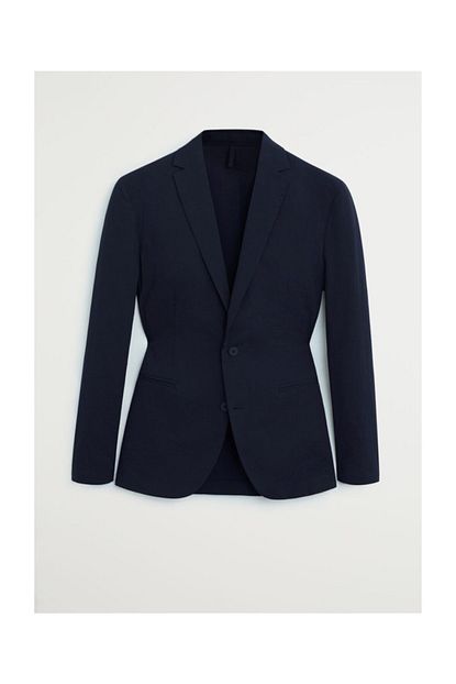 Mango Man Erkek Lacivert Dar Kesimli Dokuma Blazer Ceket 67086706 Trendyol