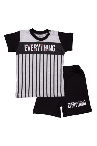 Cillim Every Thing Cizgili Gri Sortlu Bebek Takim 18920 Trendyol