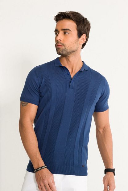 Avva Erkek Indigo Polo Yaka Jakarli Kisa Kol Triko A01y5000 Trendyol
