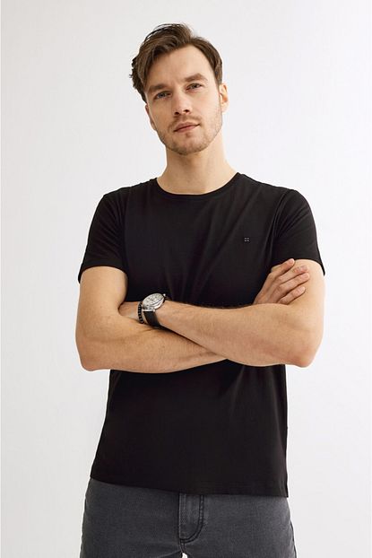 Avva Erkek Siyah Ultrasoft Bisiklet Yaka Duz T Shirt A01b1171 Trendyol