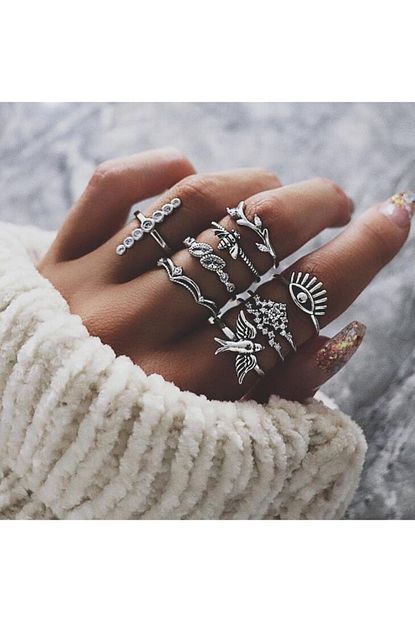 Pelin Aksesuar Coklu Silver Yuzuk Seti Trendyol