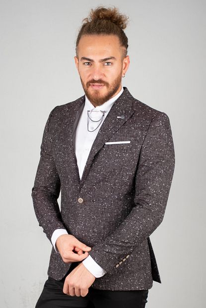 Deepsea Erkek Bordo Kircil Desenli Slim Fit Ceket 2000243 Trendyol