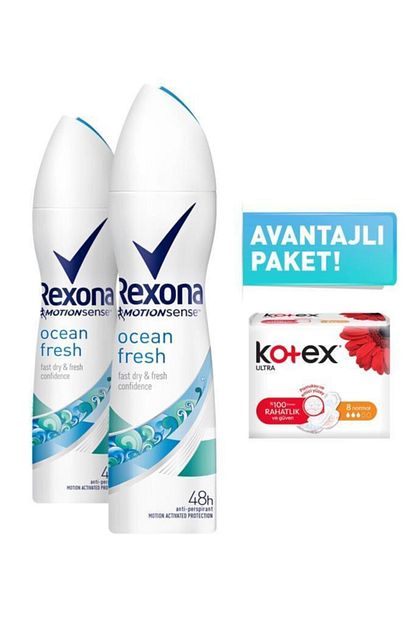 Rexona Ocean Fresh Kadin Sprey Deodorant 150 Ml X 2 Adet Kotex 8 L Normal Trendyol