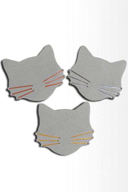 kedi figuru beton bardak altligi 3 lu set