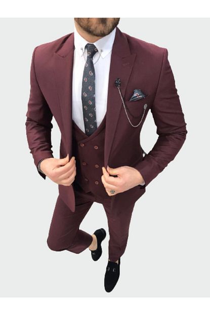Parez Erkek Bordo Slim Fit Takim Elbise Trendyol
