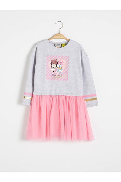 Lc Waikiki Disney Kiz Cocuk Gri Melanj Ct3 Elbise Trendyol