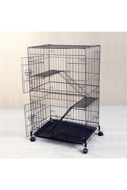 Qh Pet Cage Kedi Kafesi 3 Katli Siyah Dovme 76x46x112 Cm Trendyol