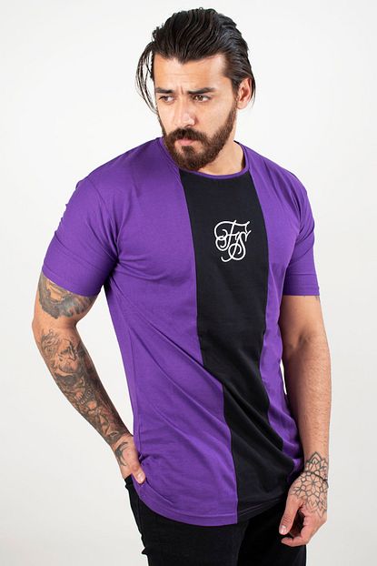 Deepsea Erkek Mor Cift Renkli Yazi Islemeli T Shirt 2002018 Trendyol