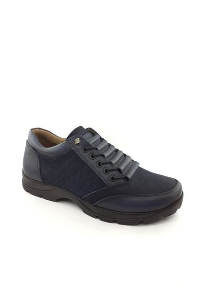 Shoes Store M02 Erkek Lacivert Hakiki Deri Kaucuk Taban Lastik Bagli Kislik Ayakkabi Trendyol