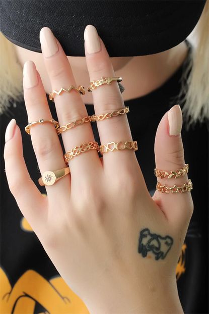 Newoto Rose Renkli Metal 10lu Yuzuk Seti Trendyol