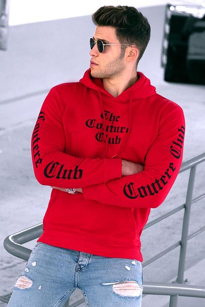 Madmext Erkek Kirmizi Baskili Kapusonlu Sweatshirt 2877 Trendyol