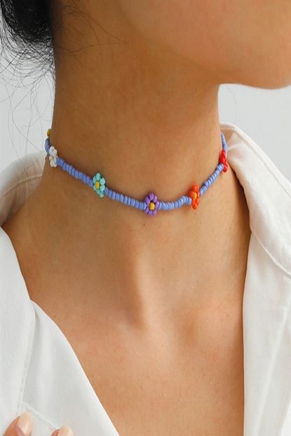 kadin papatya boncuk choker kolye 35 cm