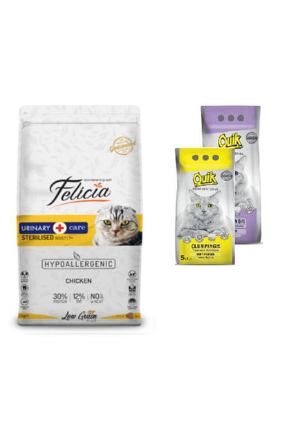 Felicia 2 Kg Tavuklu Sterilised Kedi Mamasi Quik 5 Lt Kum Hediyeli Trendyol
