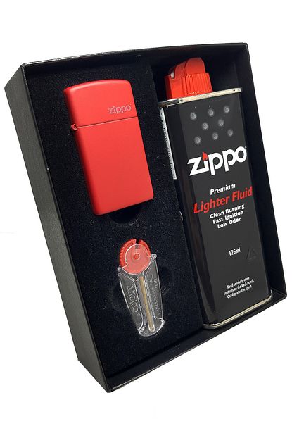Zippo Cakmak Kirmizi Slim Hediyelik Benzin Tas Set Du10 1633zl Trendyol