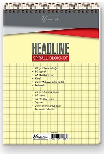 Keskin Color Headline A5 Ustten Spiralli 80 Yaprak Kareli Defter Bloknot Trendyol