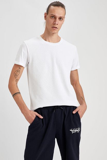 Defacto Erkek Beyaz Regular Fit Bisiklet Yaka Tisort Trendyol