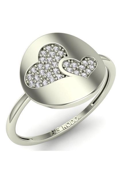 Kodd Silver Kodd 925 Ayar Gumus Zirkon Tasli Cift Kalp Model Evlilik Teklifi Bayan Yuzugu Trendyol