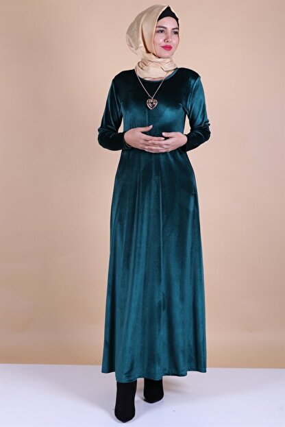 Moda Store Kadin Mavi Kadife Kolyeli Tesettur Elbise 5473 Fiyati Yorumlari Trendyol
