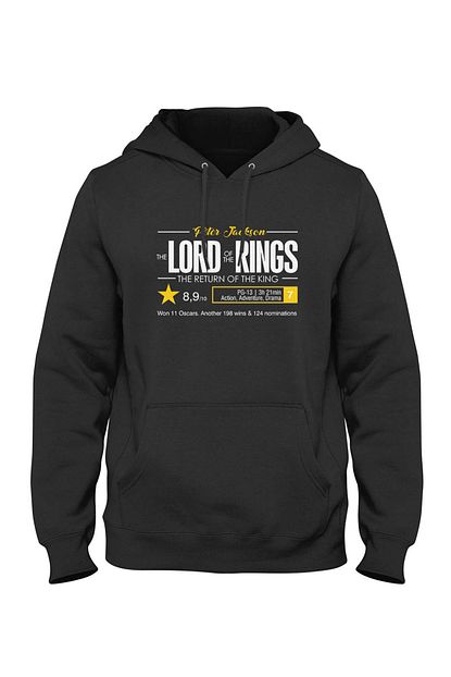 Burlu Unisex Siyah Imdb Top 250 Yuzuklerin Efendisi Sinema Filmi Uc Iplik Sardonsuz Kapsonlu Sweatshirt Trendyol
