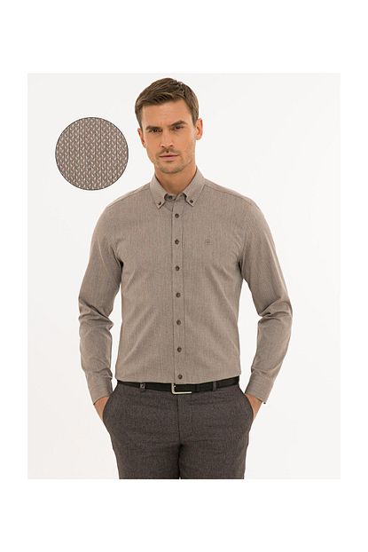 Pierre Cardin Erkek Acik Kahverengi Slim Fit Gomlek Trendyol