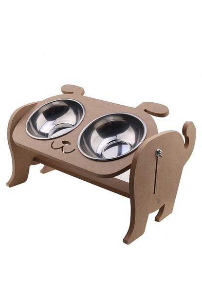 Magnettasarim Ikili Kedi Kopek Mama Su Kabi Yukseklik Ayarli Ahsap Ham Mdf Boyanabilir Trendyol