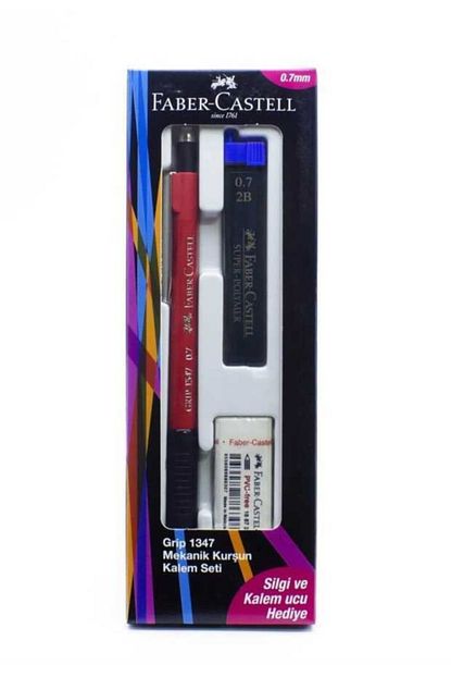Faber Castel L Grip 1347 0 7 Mekanik Kursun Kalem Seti Silgi Ve Kalem Ucu Ile Birlikte Kirmizi Trendyol