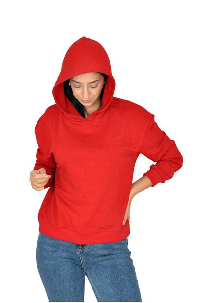 Bck Kadin Kirmizi Kapusonlu Sweatshirt Trendyol