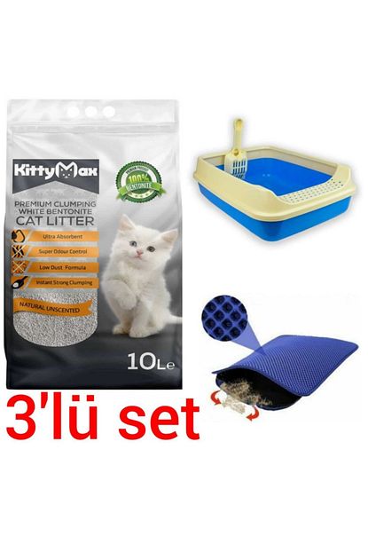 Maxisol Naturel Kedi Kumu Elekli Paspas Acik Tuvalet 3 Lu Set No 2 Mavi Mavi Trendyol