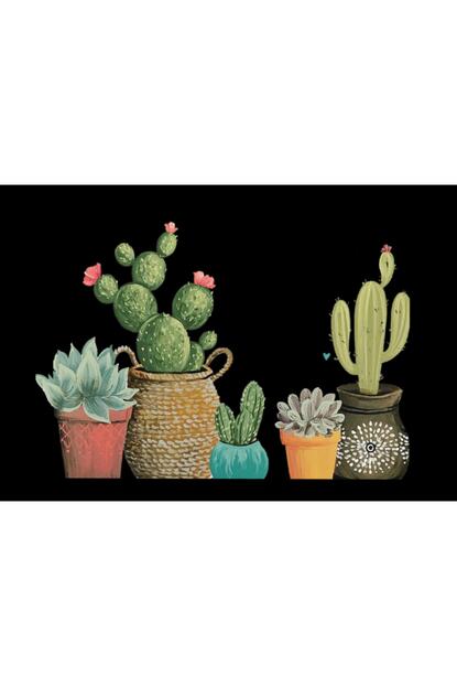 Sister Home Design Renkli Kaktusler Siyah Zemin Kaktus Kirlent Yastik Kilifi Dikdortgen 35 55 Trendyol