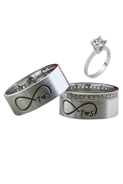Dzgsilver Unisex Gumus Tasli Cift Alyans Yuzuk Ve Tek Tas Dn5112 Trendyol
